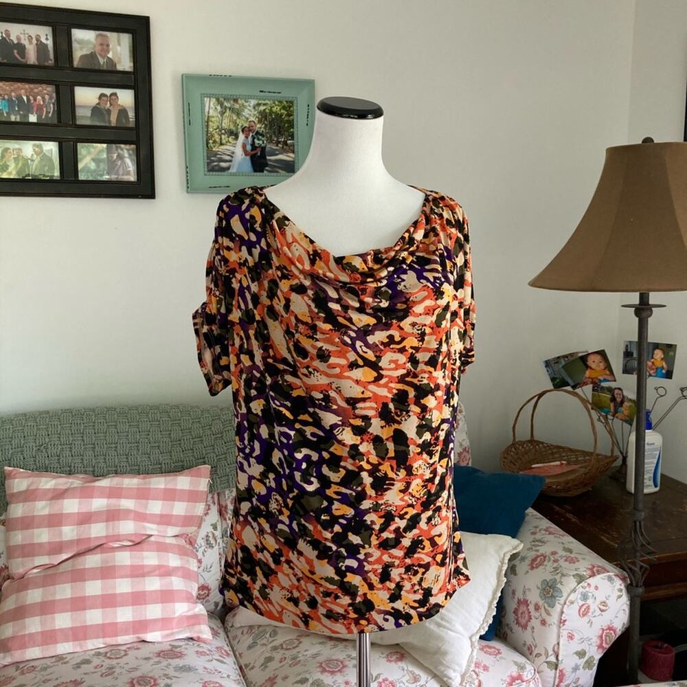 Anne Klein Abstract Print Pullover Top, Size MP